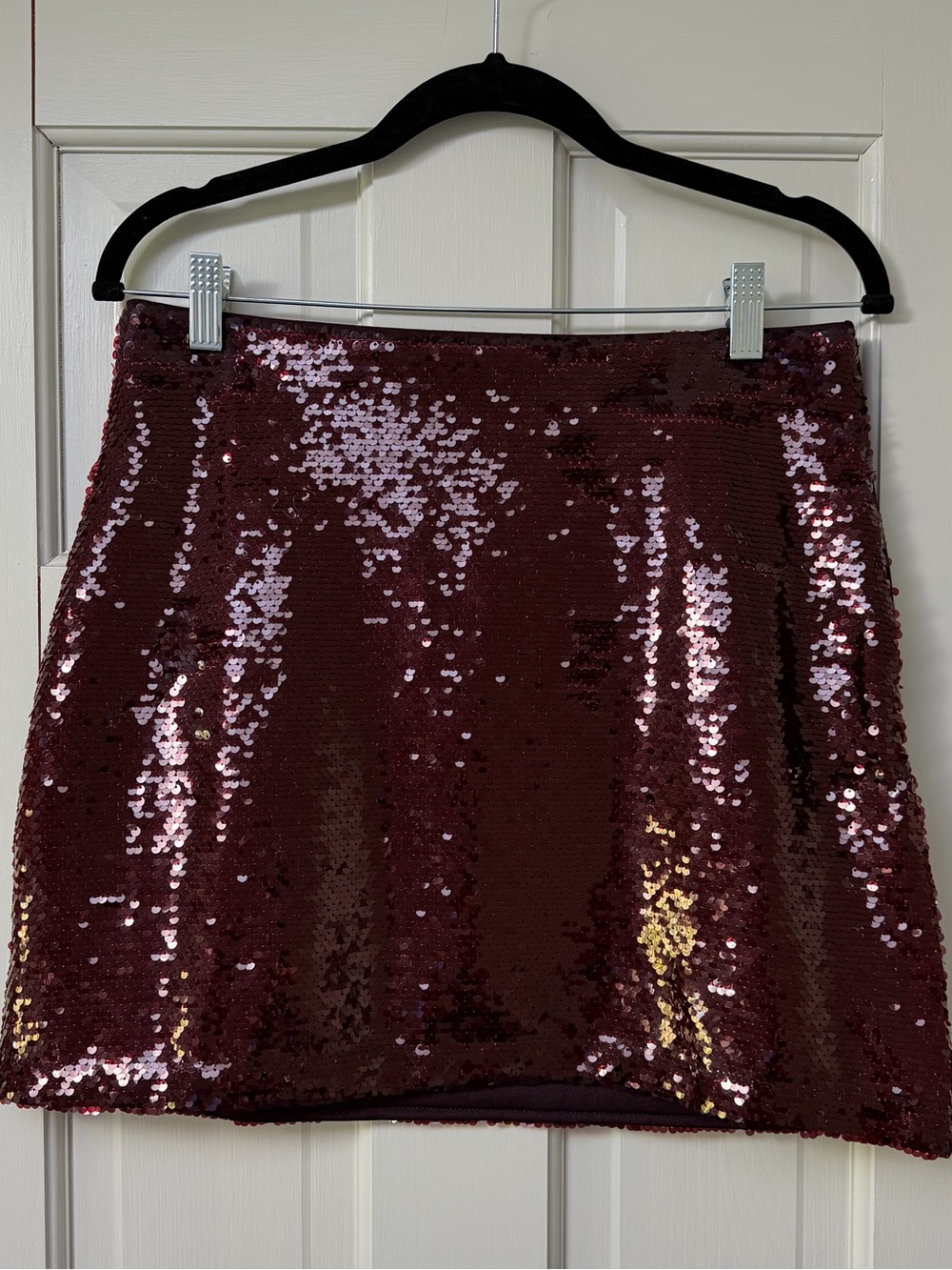 H&M Burgundy Sequin Mini Skirt